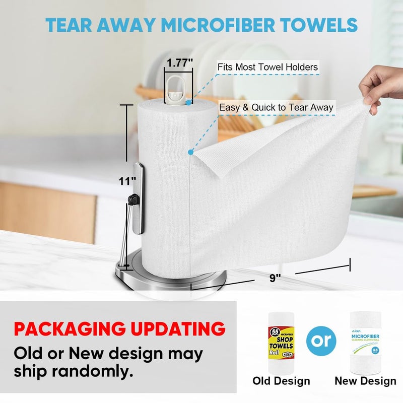 أيديا منديل تنظيف أبيض من الألياف الدقيقة من أيديا، لفة واحدة 55 ورقة، مناشف للسيارات، مناشف ورقية قابلة للتمزيق، قطع قماش بيضاء للمنزل، قطع قماش تنظيف للسيارات، الميكانيكيين، ورش العمل، المنزل، 11 9 بوصة - Image 2